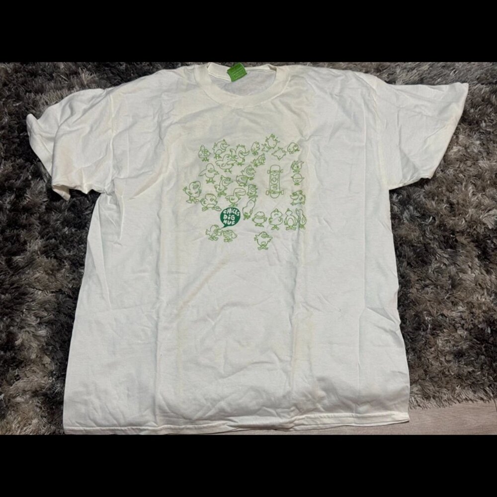Size XL HUF Mens White Stylized Green Bird Skateboard Chicks Dig Huf‎ T-Shirt